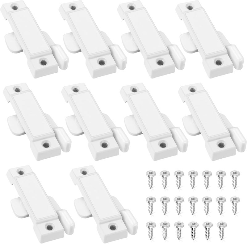 HIMOMO 10 Pack Window Latch, White Window Locks Replacement Cam Action Sash Locks Window Latches Replacement Sash Locks for Vertical and Horizontal Sliding Windows Double Hung Windows - Image 1